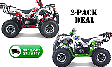 Two 2022/2023 T-FORCE PLATINUM 125cc ATV Automatic with Reverse (F/N/R), Remote engine stop, 18"/19" Big Tires, 8" Rims, Digital gear indicator, Speedometer. Free shipping to your door, free gift. 6 months warranty, life time technical support