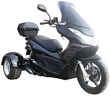 2025 Ice Bear "Q6" 50cc FULL SIZE Motor Trike Scooter PST50-17 with Windshield, 14" Big Tire. Motorcycle license is not needed, free shipping to your door with a free gift at your choice, 1 year bumper to bumper warranty, life time technical support.