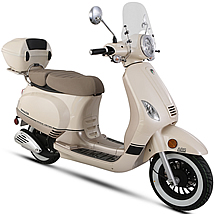 2022 AMIGO AVENZA 150cc Scooter with Windshield, LED Light, USB Port, White Wall Tires EPA, DOT and CARB approved for all 50 States, 99.9% assembled. Free shipping to your door, free helmet and 1 year bumper to bumper warranty.