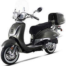 2020 Amigo 1-Tone VINTAGE 150cc Scooter BELLO 150 with Windshield, USB Port, Rear Trunk, Backrest, White Wall Tires. EPA/DOT/CARB, 99.9% assembled. Free shipping to your door, free helmet and 1 year bumper to bumper warranty