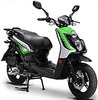 BMS 150cc Scooter CAVALIER 150 by ZNEN, Dual Halogen Headlights, LED Taillight and Turn Signals, Dual Layer 13" DURO Big Sport Tires, ABS Disc Brake, Dual Suspension, Rear Trunk. Free shipping to door, free helmet, free 1 year bumper to bumper warranty.