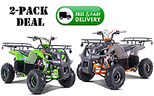TWO 202/2023 Upgraded D125 110cc Youth ATVs Automatic with Reverse, Remote wireless shut off, Speed Limiter, Tether Switch, 7" Tires, New decals, powder coated frame. Free shipping to your door, free ATV covers, 6 months warranty, life time tech support.