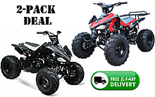 TWO G125 "Cheetah" 110cc Youth Sport ATVs Automatic with Reverse, Rear Rack, Remote Engine Shut off, 19"/18" Big Tires, 8" Rims. Free shipping to door, free ATV covers. 6 months warranty, 3 years extended warranty, life time technical support