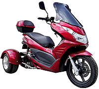 2025 Ice Bear "Q6" 150cc FULL SIZE Motor Trike Scooter PST150-17 comes with Windshield, 14" Big Tire, LED Lights. Free shipping to your door. Free DOT approved scooter helmet, free 1 year bumper to bumper warranty.
