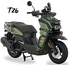 2026 ICE BEAR 200cc EFI Scooter T26 Rugged body, Front & Side Bumpers, Sport Muffler, Knobby Tires, Handguards, Dual Disc Brakes, Dual Shocks, LED Lights, Digital Speedometer, USB Port, Top Speed 62 MPH (PMZ200-2) Free shipping, 1 year warranty.