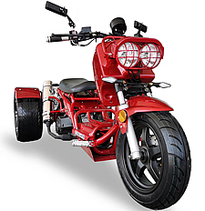 Ice Bear MADDOG 150cc Motor Trike PST150-19N with 12"/14" Extra Wide Big Tires, LED Lights, Chrome Wheels, Mirrors & Muffler. Free shipping to your door, free helmet, 1 year bumper to bumper warranty.