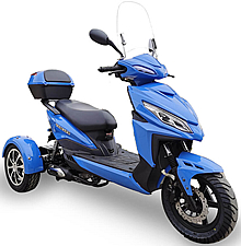 Ice Bear MOJO 50cc Z Model Trike Light Weight Motor Trike 3 Wheeler Scooter PST50-1Z w/ Extra Large Windshield (Motorcycle license is not needed), free shipping to your door with a free gift, 1 year bumper to bumper warranty, life time tech support.