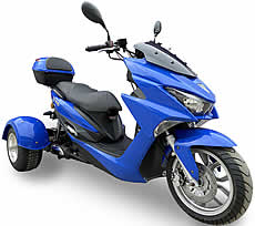 2026 Ice Bear "Trifecta" 50cc KING SIZE Motor Trike Scooter PST50-2 w/ Windshield & 13" Big Tire. Free shipping to your door. Free DOT approved scooter helmet, free 1 year bumper to bumper warranty.