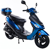 TAO TAO "Classic 50" 49cc Moped Scooter Street Legal w/ LED Lights front & back, Aluminum Wheels Rear Luggage Box. Free shipping to your door, free gift and 1 year bumper to bumper warranty. Life-time technical support.