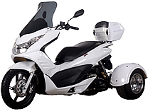 NEW Ice Bear "Q6" 50cc FULL SIZE Motor Trike Scooter PST50-17 with Windshield, 14" Big Tire. Motorcycle license is not needed, free shipping to your door with a free gift at your choice, 1 year bumper to bumper warranty, life time technical support.