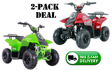 TWO 2022/2023 ROCK110 Youth ATVs 110cc Automatic with Reverse (F/N/R), Remote Engine Kill, Speed Limiter, Tether Switch. Free shipping to your door, free ATV covers,  6 months warranty, optional 3 years extended warranty, life time technical support