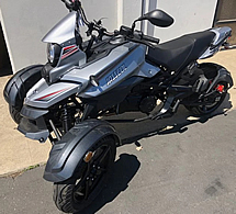 CARB Approved SABER 200cc Motor Trike Automatic w/ Reverse, 14" Big Tires, F/R Disc Brakes, Digital Dash, Extra LED Lights, 99.9% Assembled. Street legal in all 50 States! Free shipping to door, free helmet, 1 year bumper to bumper warranty