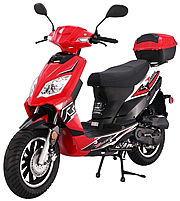 TAOTAO THUNDER 50cc Scooter Fully Automatic with Rear Trunk, 12" Tires & Polished Aluminum Rims, Dual Rear Shocks. Free shipping to your door. Free scooter helmet, 1 year bumper to bumper warranty.