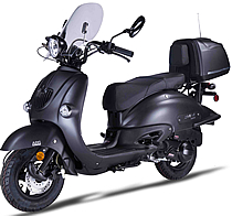AMIGO "BELLO-150 BLACKOUT" Scooter with Windshield, LED light, USB Port, Backrest,   EPA, DOT, CARB Approved, street legal in all 50 States. 99.9% assembled. Free shipping to your door, free helmet and 1 year bumper to bumper warranty.